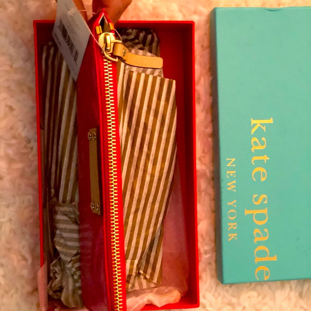 Red leather small pouch - perfect for makeup, pencils , etc